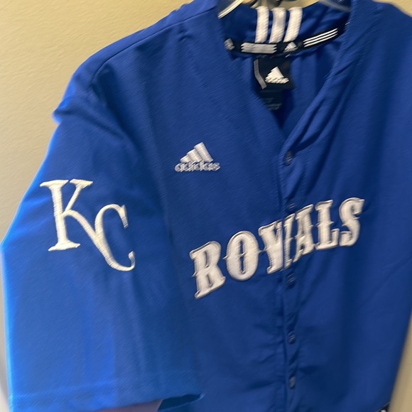 EUC Adidas KC Royals Sz XL Youth Blue Baseball Jersey MLB Kansas City - Picture 2 of 5